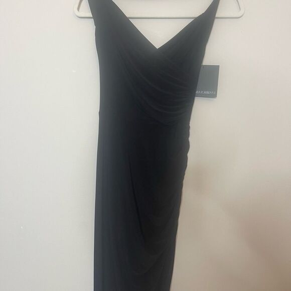 Revolve Norma Kamali Cayla Side Drape Gown in Black NWT XS FLAWED - Picture 7 of 10